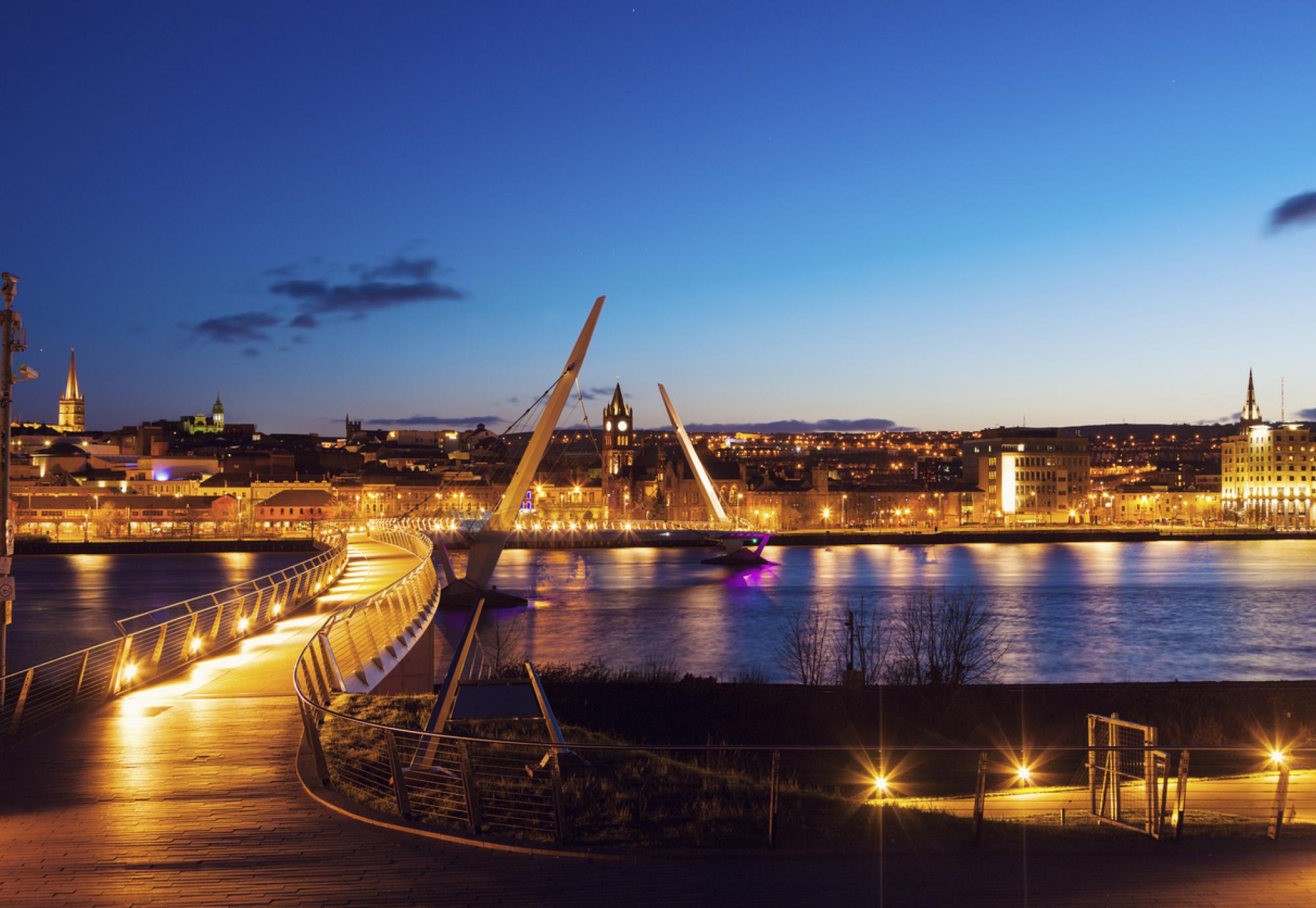 Peace bridge in Derry, Northern Ireland depicting public health