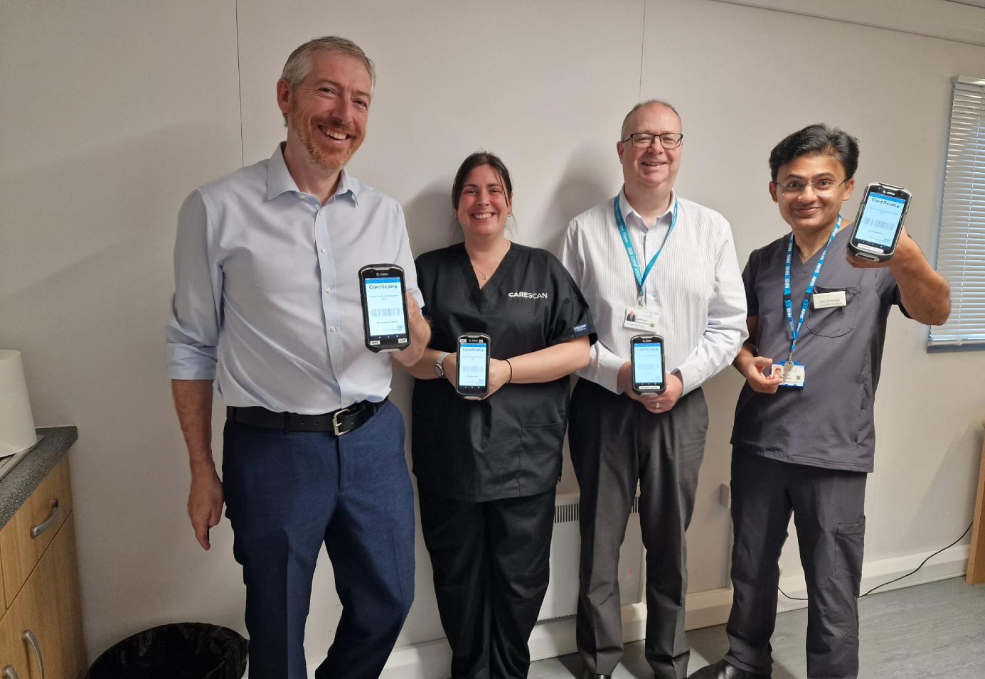 North Tees CareScan team: (from l-r) Tony Naylor, Kat Chapman, Anthony Kennerley and Ish Ahmed