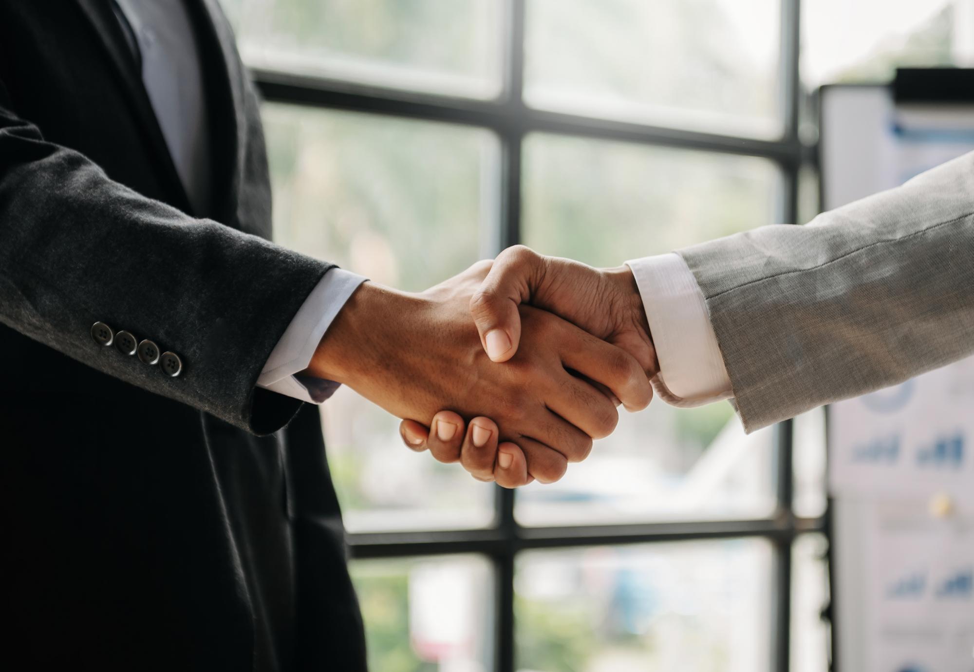 Two businessmen shaking hands