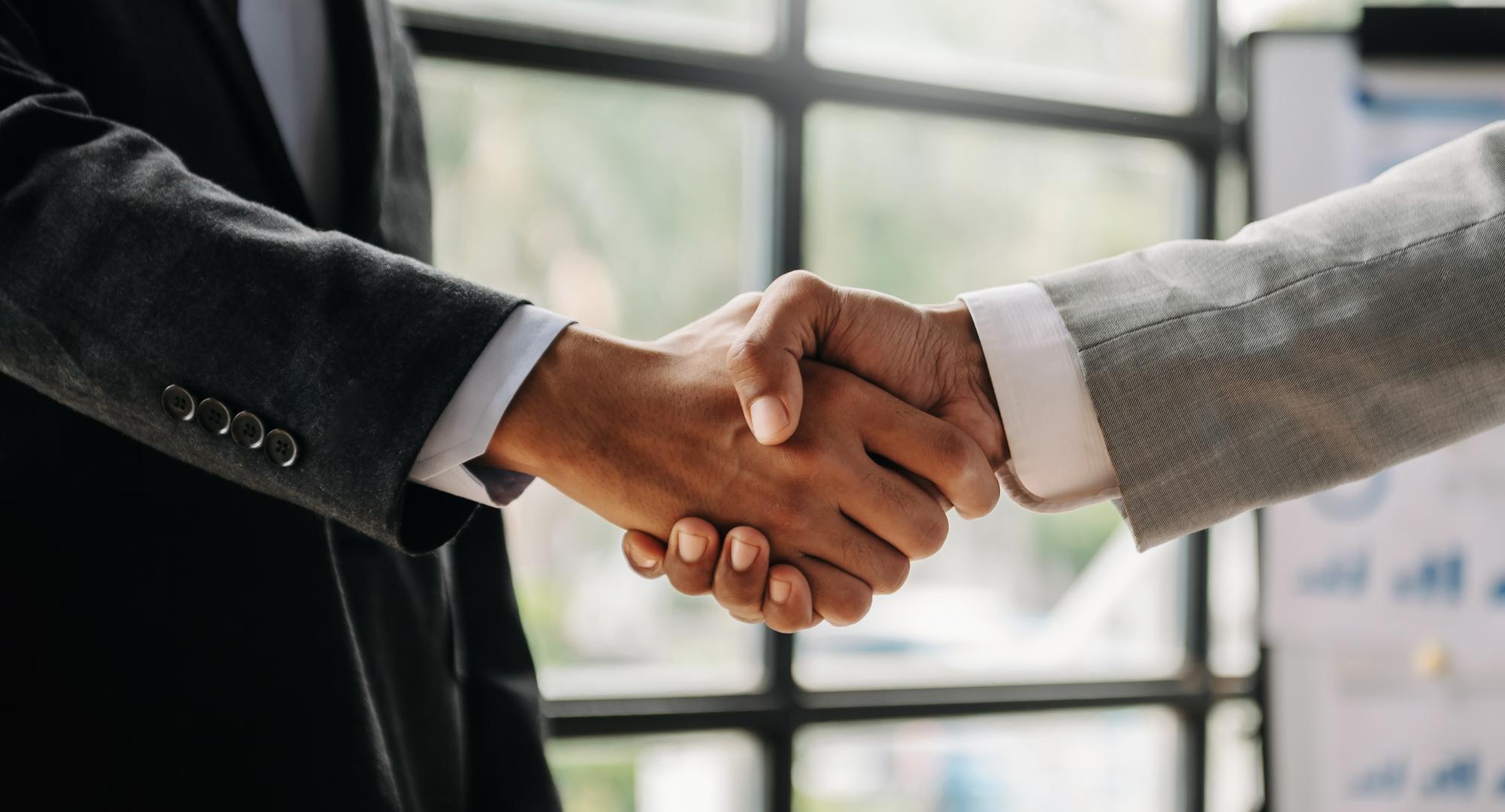 Two businessmen shaking hands