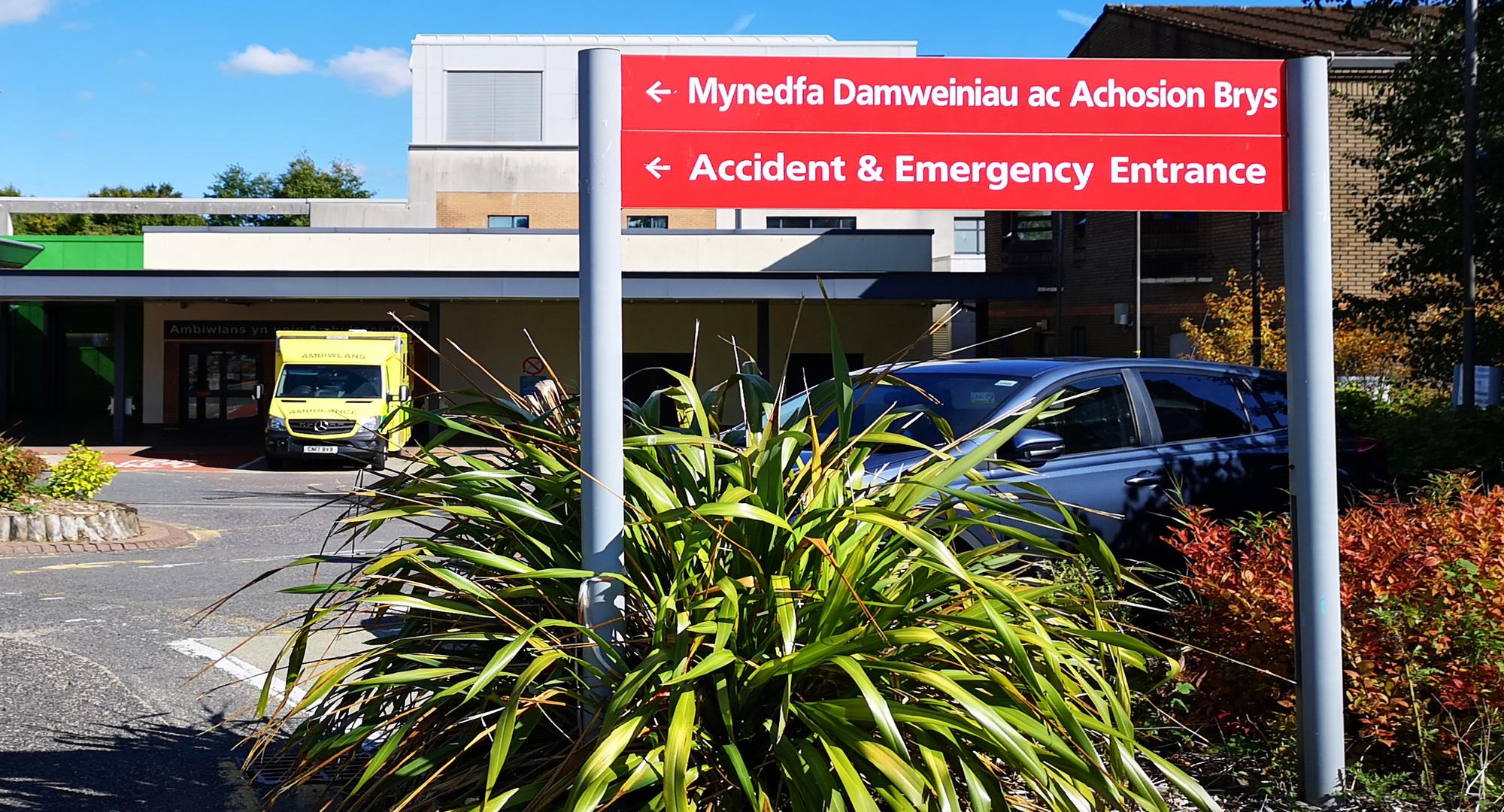 Sign at a Welsh hospital