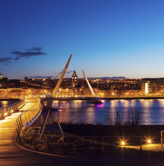 Peace bridge in Derry, Northern Ireland depicting public health