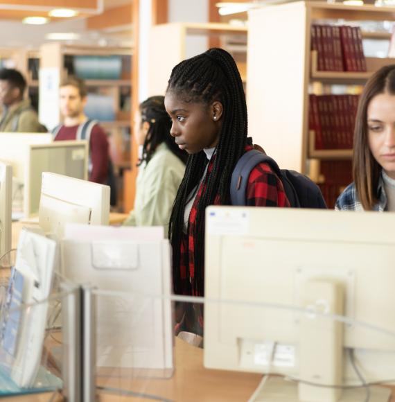 People using library computers