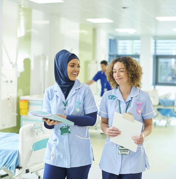 Two nurses walking together