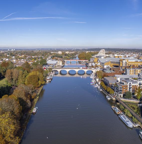 aerial view of Kingston upon Thames.