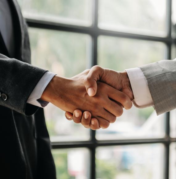 Two businessmen shaking hands