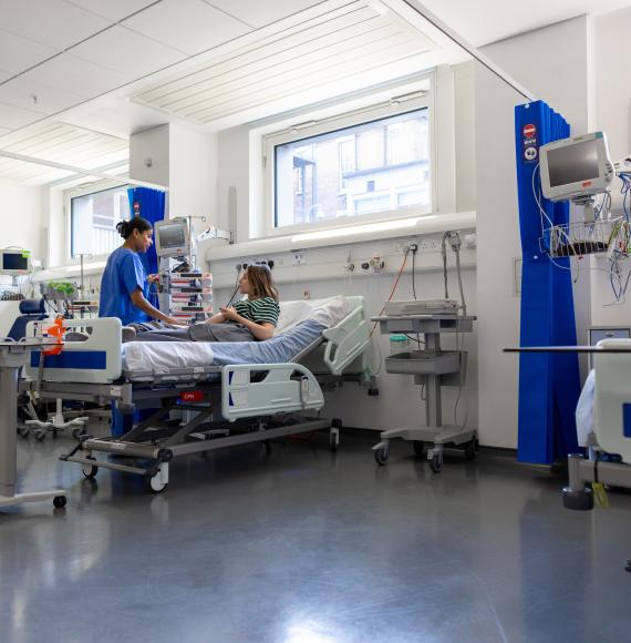 Bed in a hospital