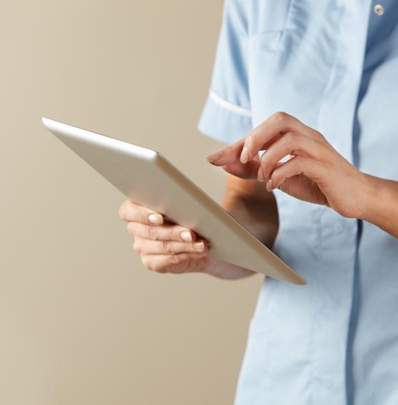 Nurse using tablet